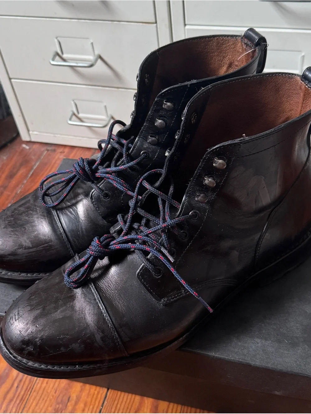 J.Crew Kenton Cap-Toe Boots 11.5M Vibram Sole Custom-Dyed Black